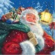 Салфетка для декупажа "Санта с мешком с подарками" бумажная, 303517, 33х33 см